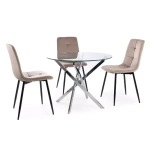 Alba pyöreä ruokailuryhmä Chic tuoleilla - kromi jalalla