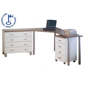 Fondi kulmakirjoituspöytä - Valkoinen