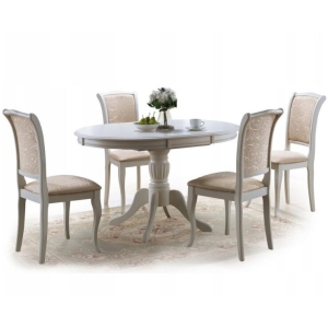 Olivia pyöreä ruokailuryhmä - jatkettava -Valkoinen