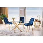 Alba pyöreä ruokailuryhmä Chic tuoleilla - kulta jalalla