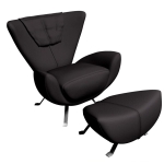 Ambra nojatuoli ja rahi Nahkaverhoilulla