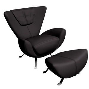 Ambra nojatuoli ja rahi Nahkaverhoilulla