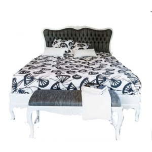 Talonpoikaisrokokoo Divaanisänky 160x200 cm verhoilulla päädyllä