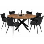 Boston pyöreä ruokailuryhmä 140-180 cm - 6 tuolilla