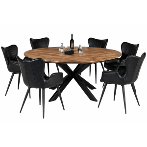 Boston pyöreä ruokailuryhmä 140-180 cm - 6 tuolilla